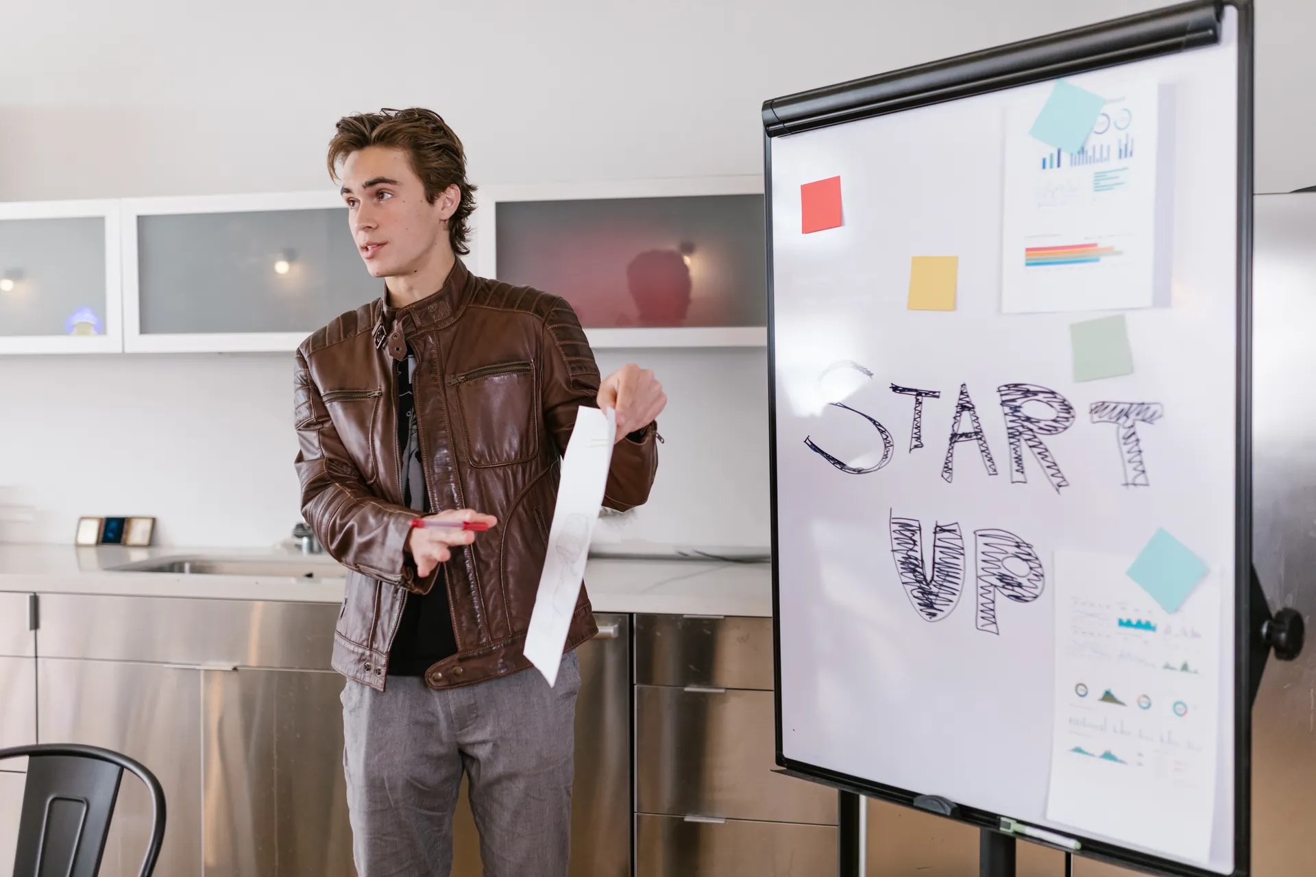 How to start a small business - entrepreneur presenting a startup plan